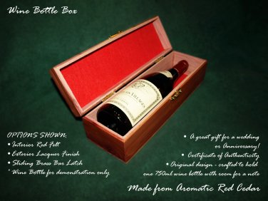 Handcrafted Wine Bottle Box made from Aromatic Red Cedar
