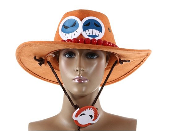 New One Piece Anime Portgas D Ace Leather Hat Cap Cosplay Costume Accessory
