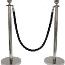 CROWD CONTROL ROPE STANCHION SET 2 CROWN POSTS IN MIRROR S.S & 1 ROPE