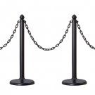 PLASTIC STANCHION, 4PCS SET + 32' CHAIN, COLOR IN BLACK, VIP CROWD CONTROL