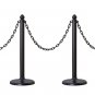PLASTIC STANCHION, 4PCS SET + 32' CHAIN, COLOR IN BLACK, VIP CROWD CONTROL