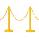 PLASTIC STANCHION, 4PCS SET + 32' CHAIN, COLOR IN YELLOW, VIP CROWD CONTROL
