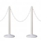 PLASTIC STANCHION, 4PCS SET + 32' CHAIN, COLOR IN WHITE, VIP CROWD CONTROL