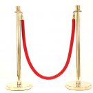 3 PCS ROPE STANCHION SET, TAPER TOP AND GOLD POLISH S.S. 12" FLAT BASE