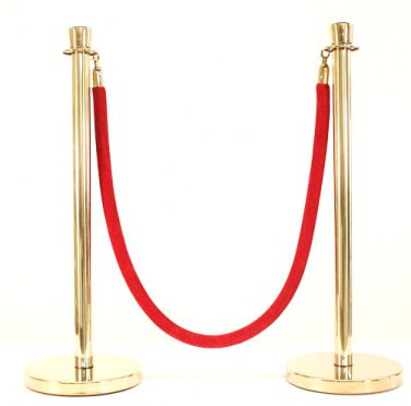 3 PCS ROPE STANCHION SET, TAPER TOP AND GOLD POLISH S.S. 12" FLAT BASE
