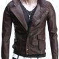 Mens Biker Leather Jacket New Fashion Coat Brown/Black Custom Made Slim Fit