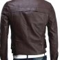Mens Biker Leather Jacket New Fashion Coat Brown/Black Custom Made Slim Fit