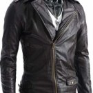 Leather Jacket Mens Biker New Fashion Coat Brown/Black