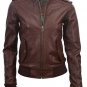LEATHER JACKET FOR MENS FASHION BIKER JACKER BROWN/BLACK