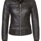 WOMENS BOMBER LEATHER JACKET/COAT BIKER BLACK 2014 STYLE