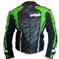 Kawasaki Black Green Leather Motorcycle Armour Jacket : All Size available KM-20
