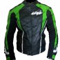 Kawasaki Black Green Leather Motorcycle Armour Jacket : All Size available KM-20