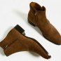 Handmade Men suede Leather Boots Mens Brown Three Buckle Fashion Ankle High Boot