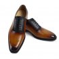 Handmade Formal Men's Cow Leather Two Tone Color Brown Oxford Point Toe Shoes