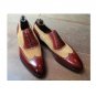Wingtip Leather Formal Shoes, Genuine Leather Dress Shoes, Men Beige brown dress