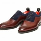 Men's Oxford Shoes, Burgundy Leather And Suede Shoes, Dress Shoes, Designer Shoe