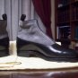 New Handmade Mens Gray Suede Buttons Top Black Leather Boots Formal Shoes