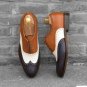 Men Two tone wingtip shoes, formal shoes, Men Navy Blue Brown Shoes, Handmade