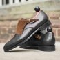 New Handmade BLack Formal Shoes Men Brown Suede & Leather Dress Single Monk Shoe
