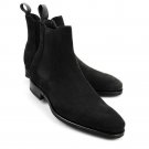 Handmade Chelsea Black Suede Boots Ankle High Formal Trendy Stylish Boots Men