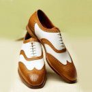 Wingtip oxford shoes, Two tone Leather Brogues Shoes, Handmade Leather shoes