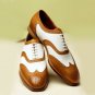 Wingtip oxford shoes, Two tone Leather Brogues Shoes, Handmade Leather shoes