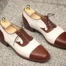 Handmade Men Spectator Shoes, Men Brown white Tuxedo Dress Formal Shoes For Mens