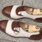 Handmade Men Spectator Shoes, Men Brown white Tuxedo Dress Formal Shoes For Mens