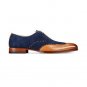 Handmade Men Navy Brown Shoes, Oxford Formal Dress Suede Leather Shoes Wing Tip