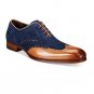 Handmade Men Navy Brown Shoes, Oxford Formal Dress Suede Leather Shoes Wing Tip