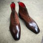 Handmade Brown Leather Ankle Boots, Lace up Casual Brogue Boot, Men Suede Boots