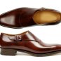 Handmade Monk Leather Shoes, Men Burgundy Formal Dress Trendy Single Strap Shoes