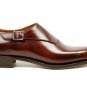Handmade Monk Leather Shoes, Men Burgundy Formal Dress Trendy Single Strap Shoes
