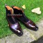 Handmade Brown Black Leather Ankle Boots, Cap Toe Casual Brogue Boot, Men Boots
