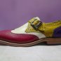 Monk Leather Shoes red yellow white Wing Toe Brogue Shoes Formal Shoes Handmade