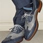 Handmade Gray Formal Shoes, Wing Tip Brogue Dress Leather shoes, Men Shoes