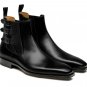 Men Chelsea Black Boots, Buckle Decoration Handmade Ankle High Dress Formal Boot