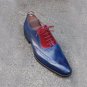 Men's Wingtip Shoes, Oxford Blue Burgundy Shoes, Handmade Dress Formal Shoes