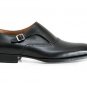 Men Customized Handmade Black Color Single Strap Buckle Leather Monk Shoes New