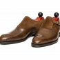 Men's Monk Shoes, Handmade Buckle Leather Shoes, Brown Formal wedding Shoes