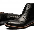 Handmade Black Ankle High Wing Tip Leather Sole Ankle High Boot Men Casual Boots
