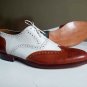 Oxfords Shoes, Spectator wingtip Brown Shoes, Men's Handmade Leather Dress Shoes