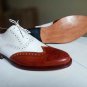 Oxfords Shoes, Spectator wingtip Brown Shoes, Men's Handmade Leather Dress Shoes