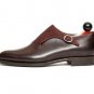 Bespoke Maroon Monk Leather Shoes Two Tone  Stylish Formal Shoes Tuxedo Shoes