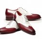 Men's Luxury Shoes, Wing Tip Shoes, Brogue Toe Shoes, Burgundy White Shoes,