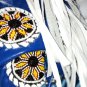 Cultural White Blue Native Fringe vintage Leather jacket Beads and Bones Coat