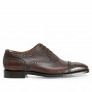 Men's Oxford Shoes, Handmade Brogue Cap Toe Leather Shoes, Brown Shoe Formal