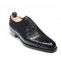 Men oxford alligator Shoes,Handmade Black Leather shoes, Crock Oxford dress Shoe
