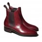 Burgundy Chelsea Leather Boot, Men Stylish Ankle High Formal Casual Denim Boots