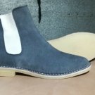 Handmade Custom Trendy Gray Chelsea Suede Boots For Men Creape Sole Chelsea Boot